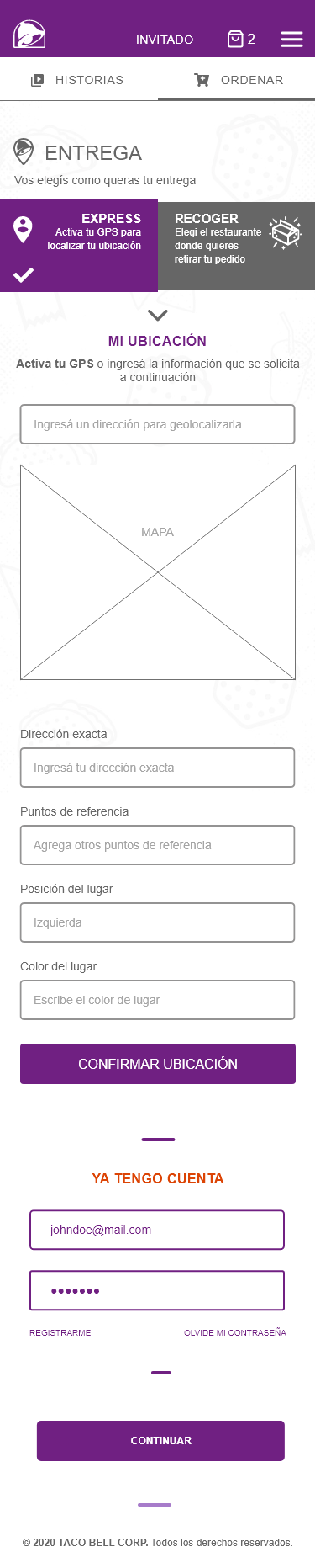 Wireframe App Taco Bell - QM Soluciones