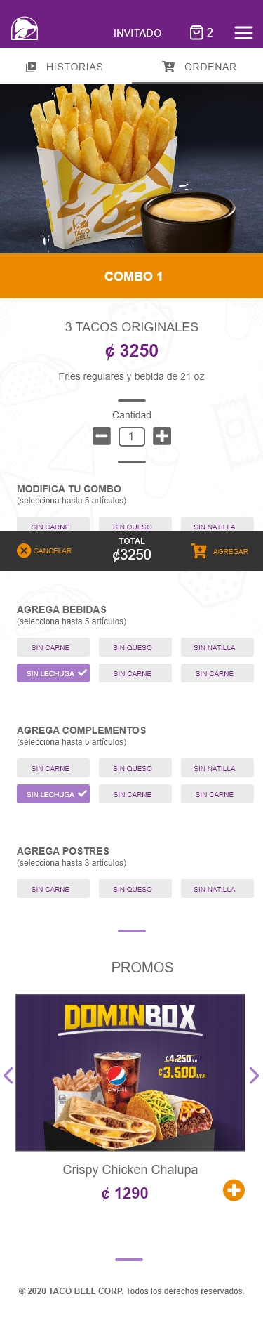 Wireframe App Taco Bell - QM Soluciones